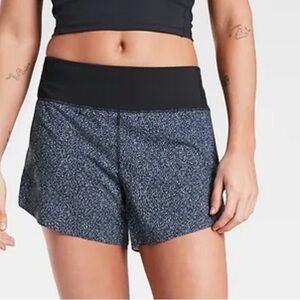 ATHLETA NAVY PATTERN RUN WITH IT ATHLETIC RUNNING SHORTS WOMENS SZ XXS